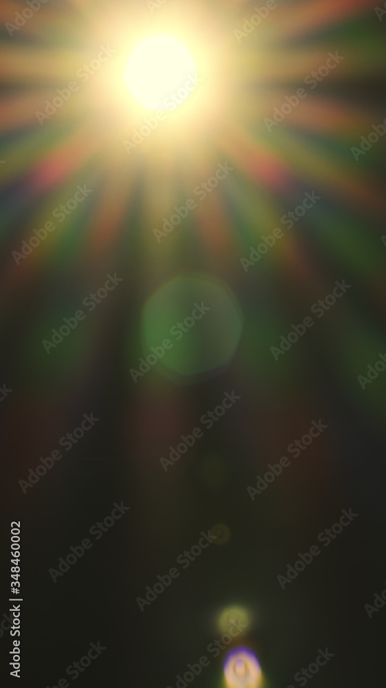 Abstract Natural Sun flare on the black