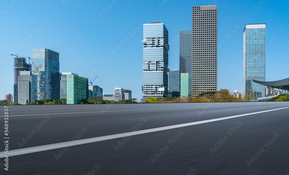 Skyscrapers and road ground in Shenzhen