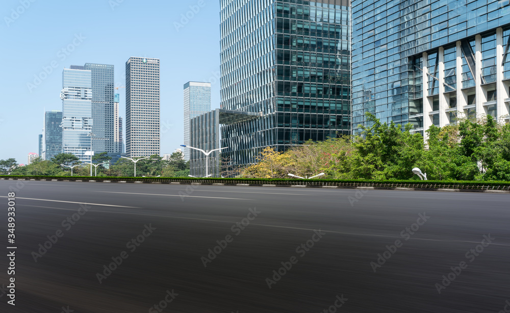 Skyscrapers and road ground in Shenzhen