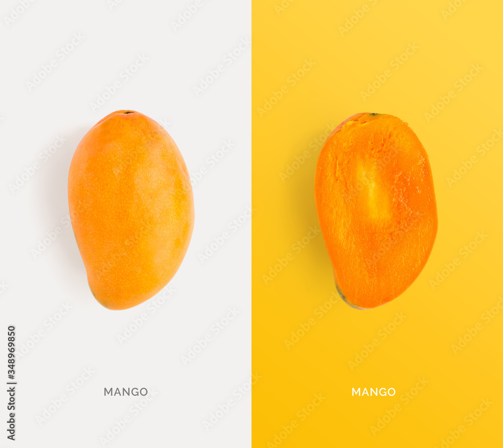 Creative layout made of mango. Flat lay. Food concept.