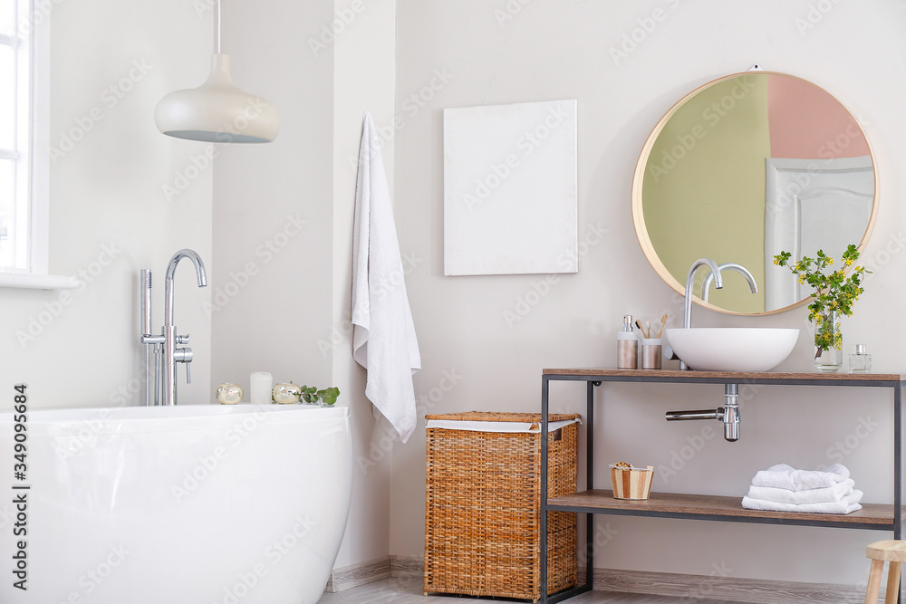 Interior of light modern bathroom