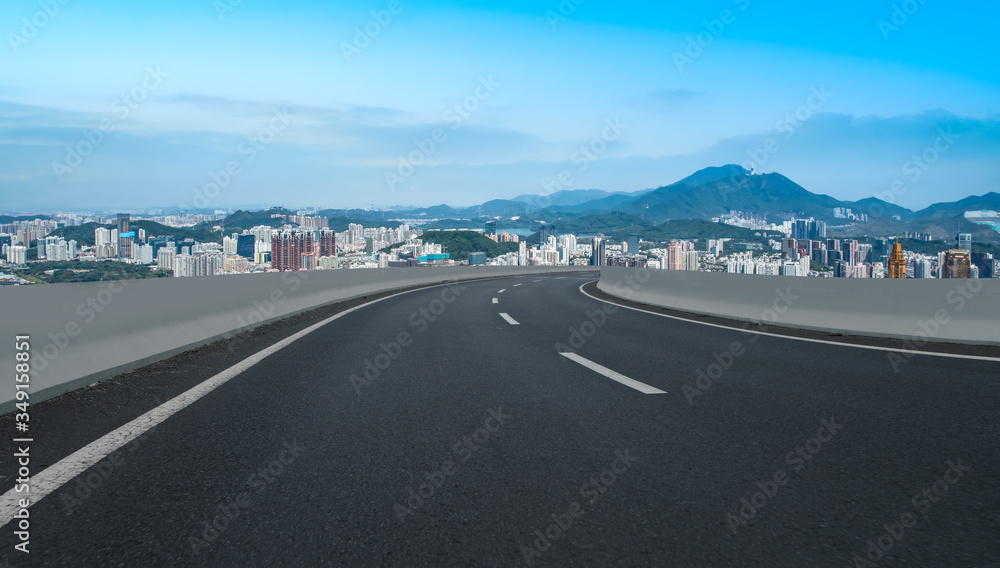 Urban road ground and architectural landscape