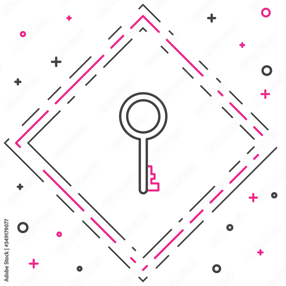 Line Old key icon isolated on white background. Colorful outline concept. Vector