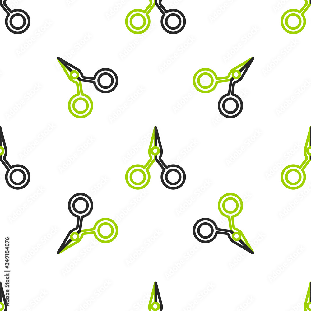 Line Scissors icon isolated seamless pattern on white background. Cutting tool sign. Vector