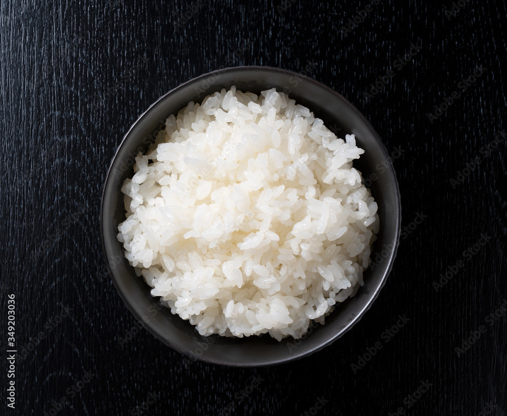 Rice on a black background