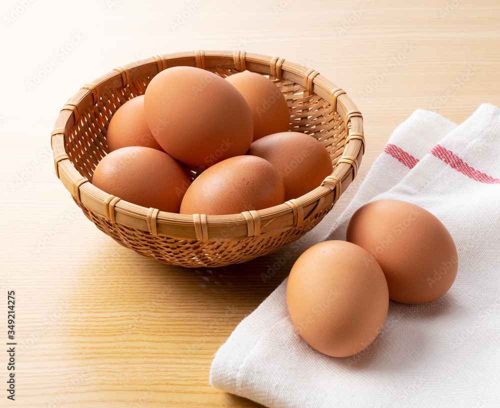 Eggs set against a wooden backdrop