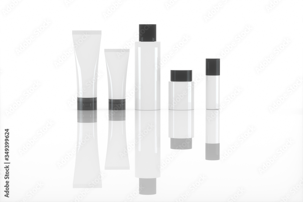 Blank cosmetic bottle with white background, 3d rendering.