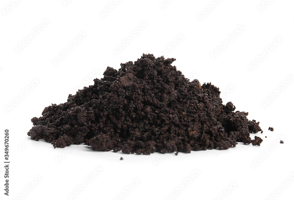 Heap of soil on white background