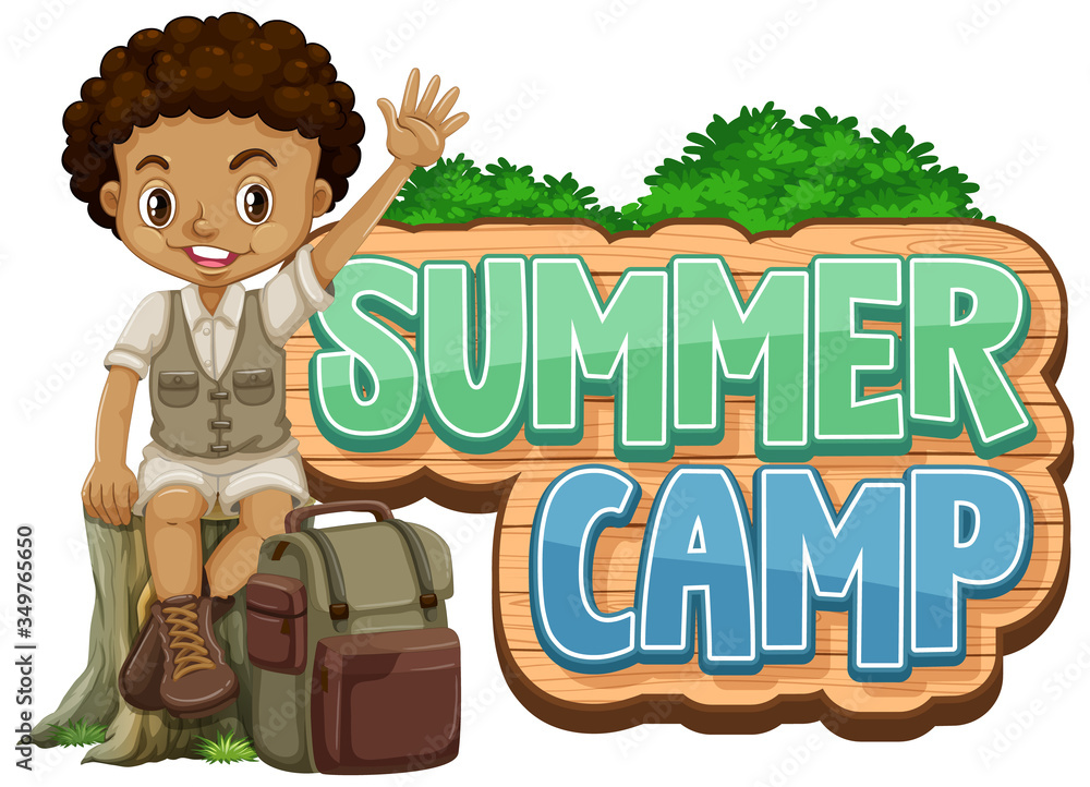 Font design for summer camp with cute kid at park