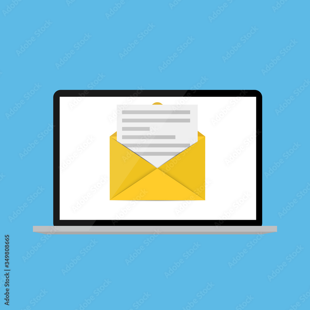 New Email on the laptop screen notification concept. Vector illustration