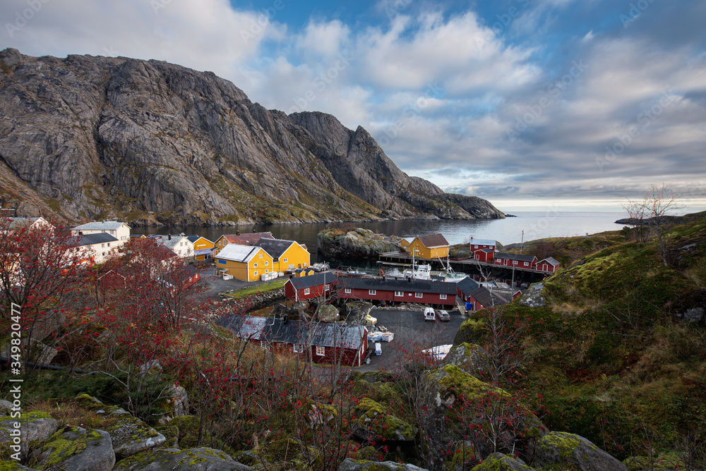 Traditional Norwegian fishing village in Nusfjord, Lofoten islands, Norway