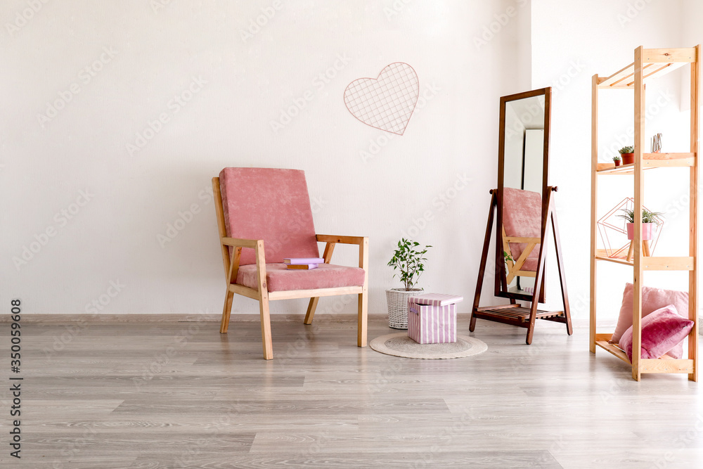 Interior of modern room with comfortable armchair