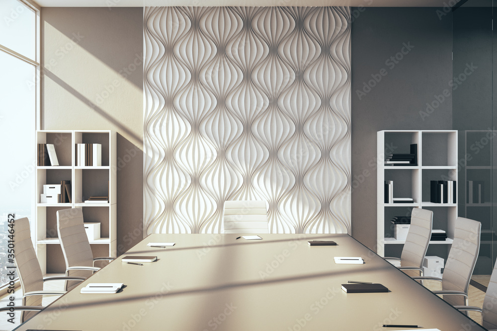 Modern meeting office room with blank wall