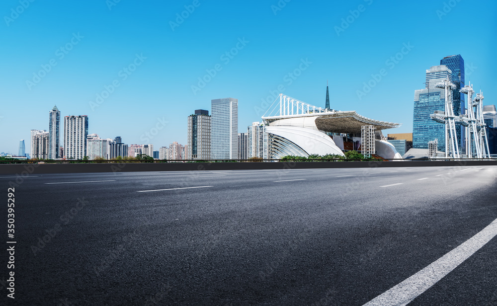 China modern urban road and building skyline..