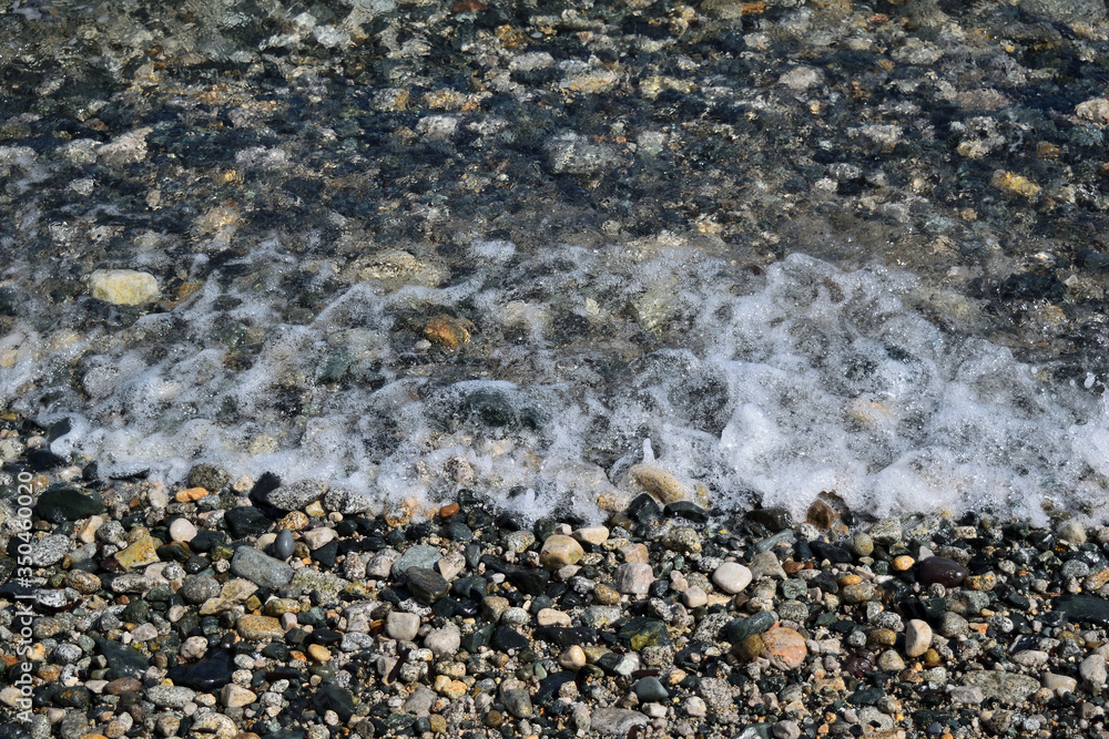 pebbles and sea in Samothraki island, Greece, Aegean sea