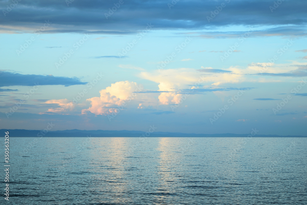 Cloudy sunset over the sea at Therma beach – Samothraki, Greece