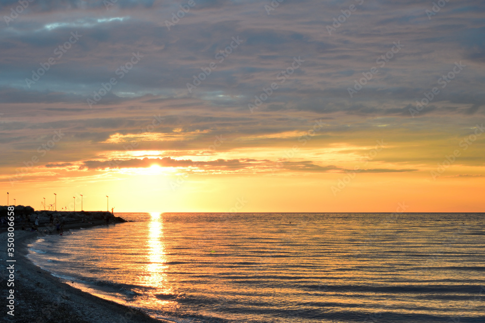 Cloudy sunset over the sea at Therma beach – Samothraki, Greece