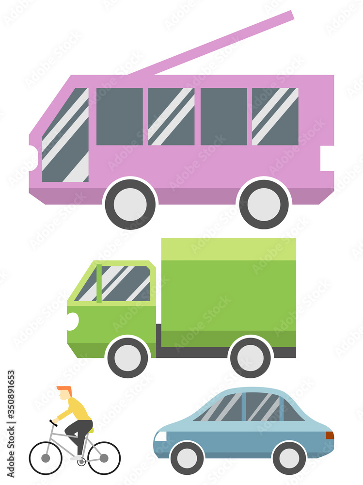 Set of flat transport icon vector illustration