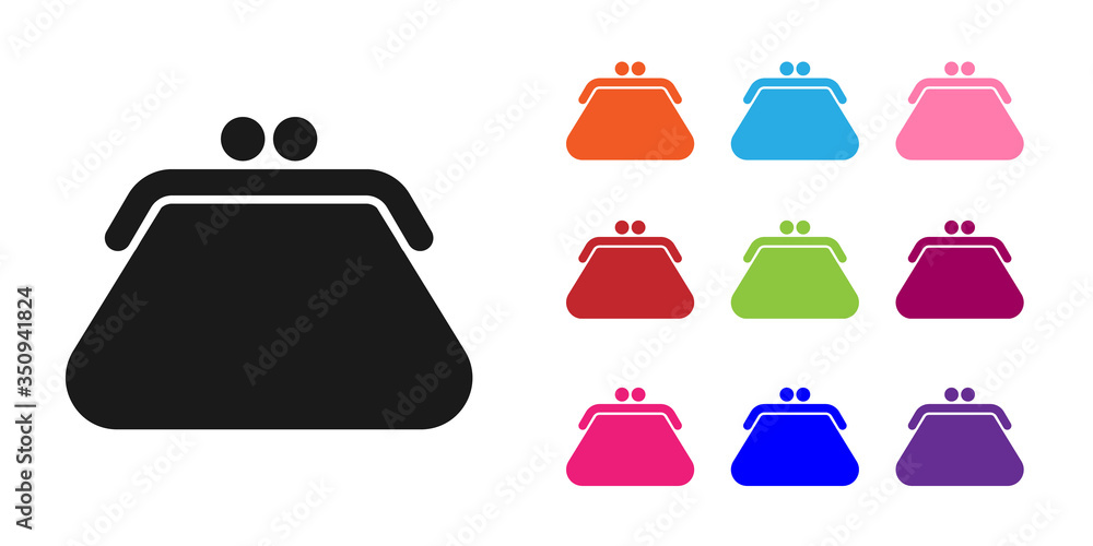 Black Clutch bag icon isolated on white background. Women clutch purse. Set icons colorful