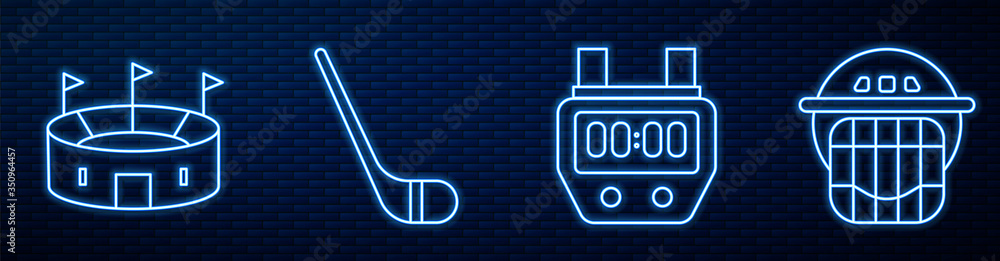 设置线路秒表、冰球馆、冰球杆、冰球头盔和滑板。亮起霓虹灯图标