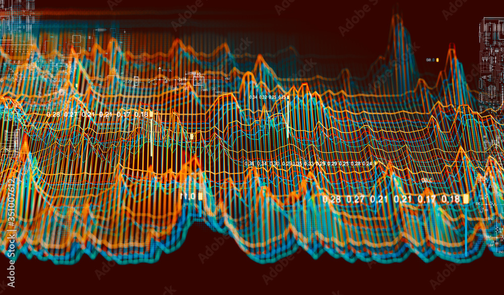 Fondo de tecnología y ciencia. Ingeniería informática y concepto de cadena de bloques. Grandes datos