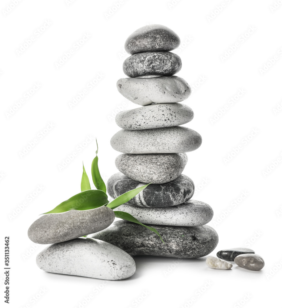 Spa stones on white background