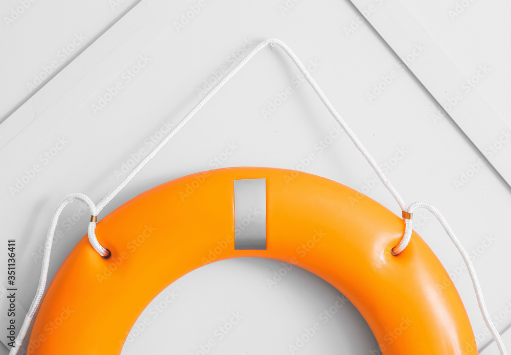 Lifebuoy ring on light background