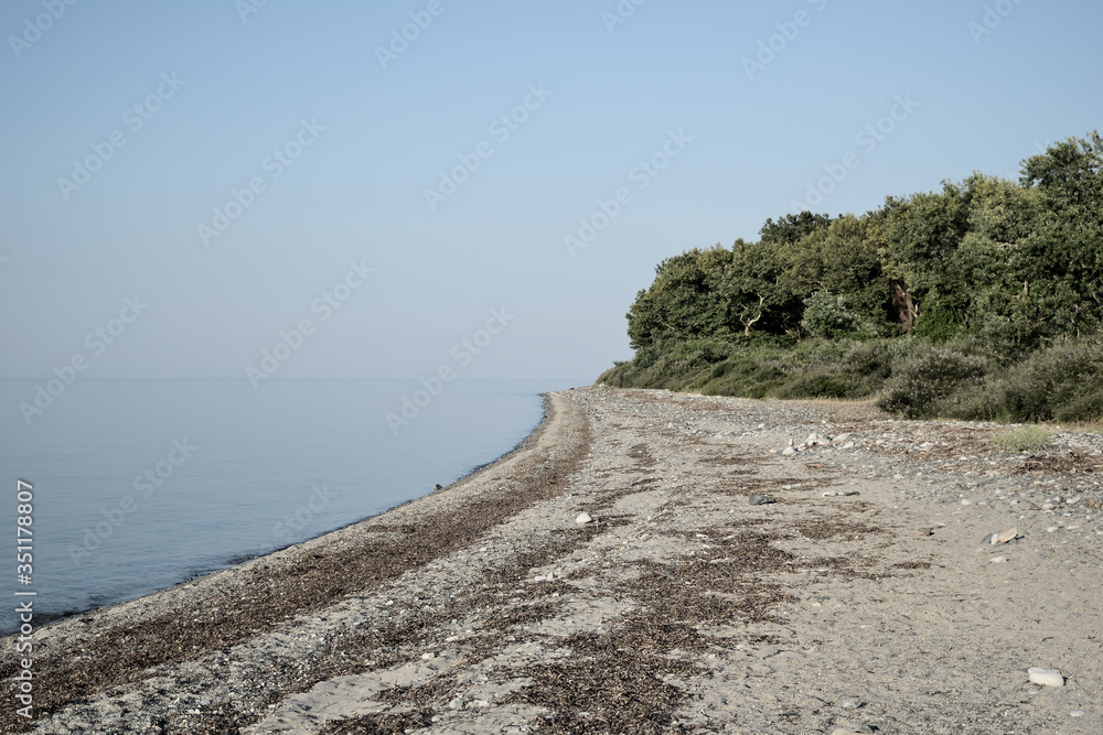 Where is the sky, where is the sea? Foggy morning in mid-summer at Therma beach – Samothraki island,