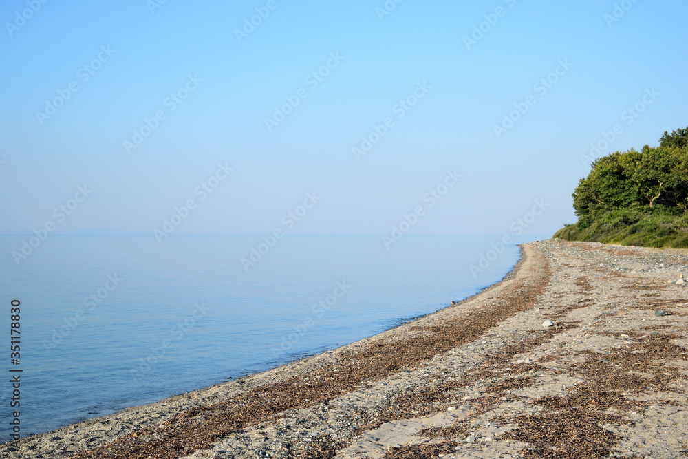 Where is the sky, where is the sea? Foggy morning in mid-summer at Therma beach – Samothraki island,