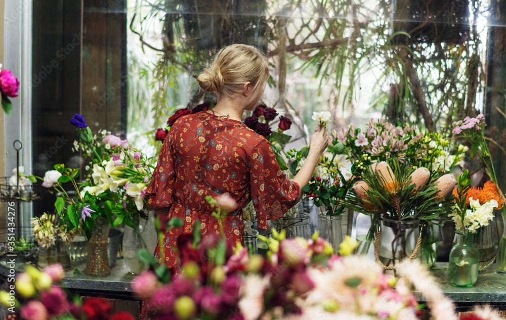 Young blonde florist