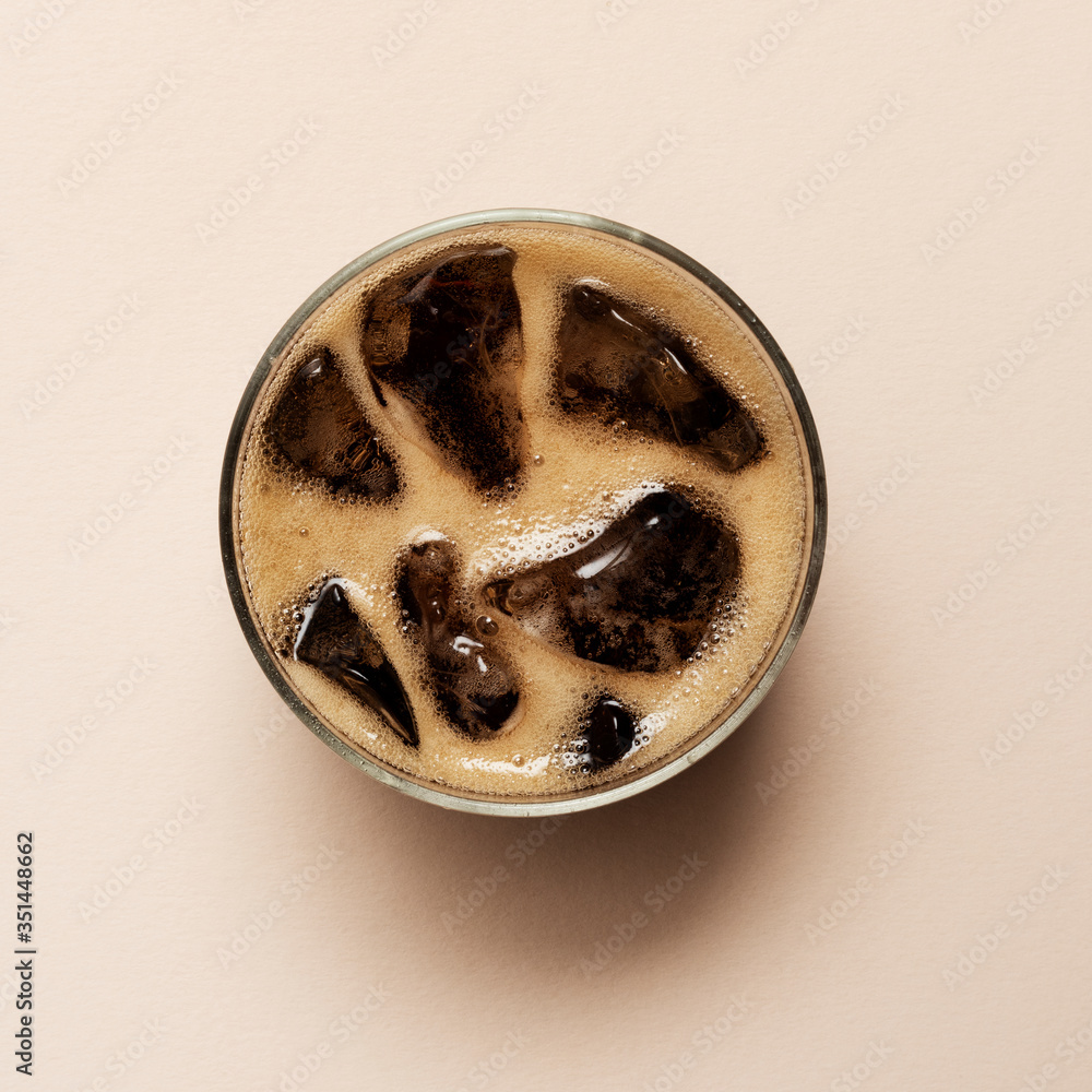 Aerial view of fizzy drink in a glass