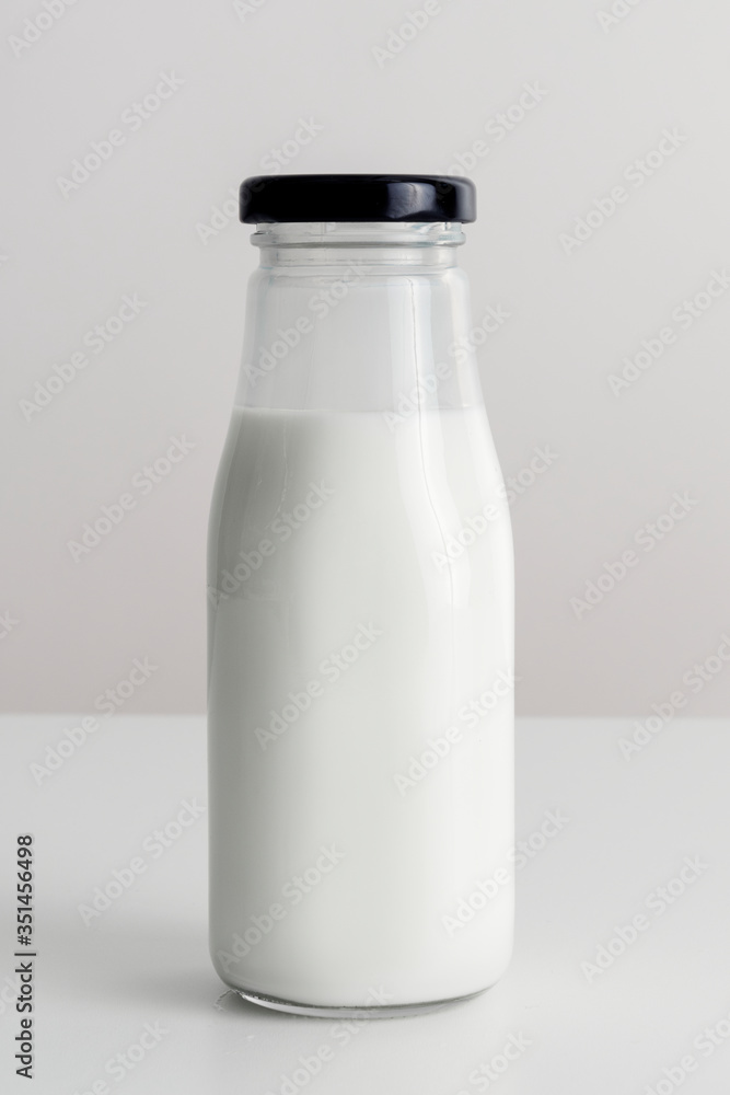 Fresh milk in a glass bottle