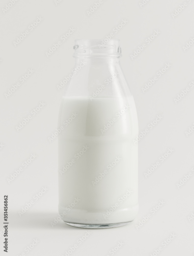 Fresh milk in a glass bottle