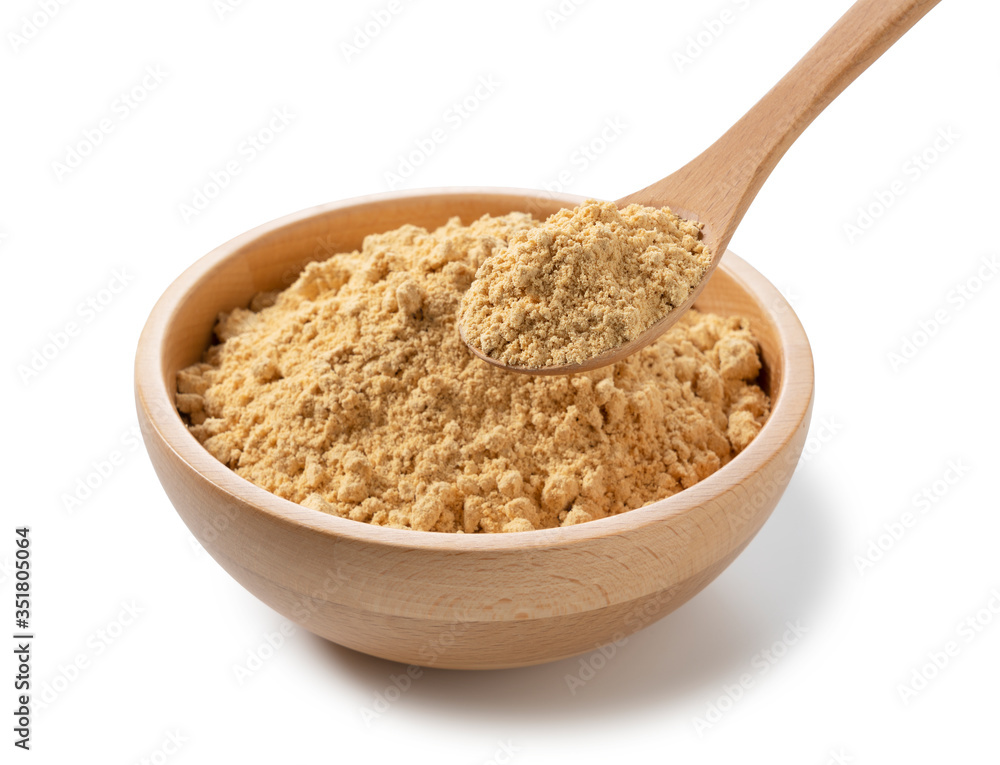 Japanese soybean flour on a white background