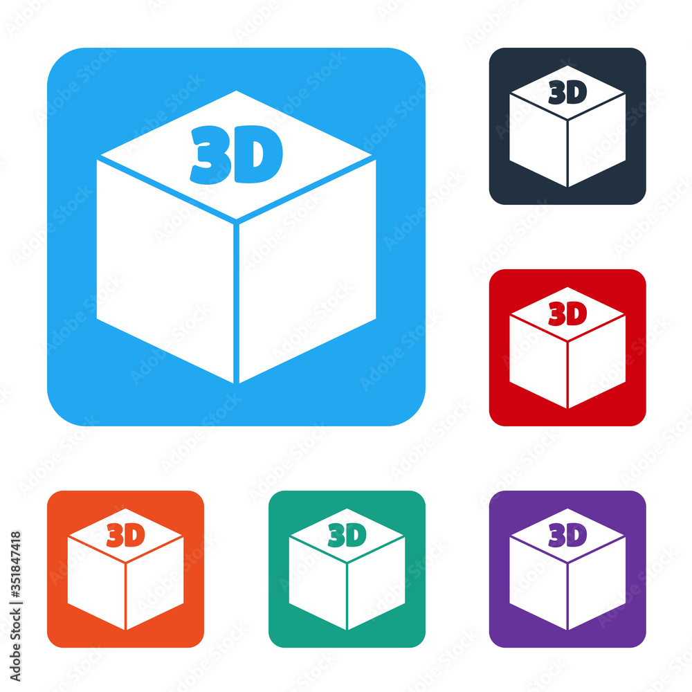 白色等轴测立方体图标隔离在白色背景上。几何立方体实心图标。3D方形符号。