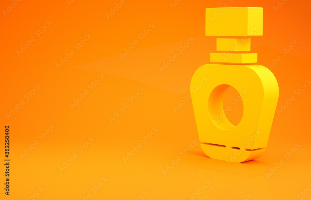 Yellow Perfume icon isolated on orange background. Minimalism concept. 3d illustration 3D render