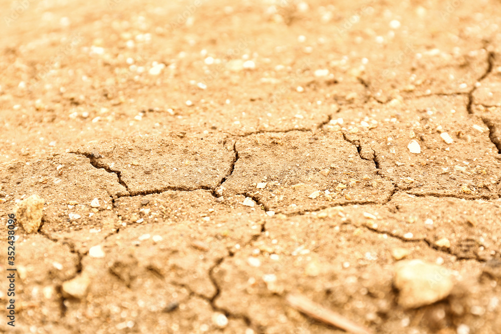 Dry soil outdoors, closeup view