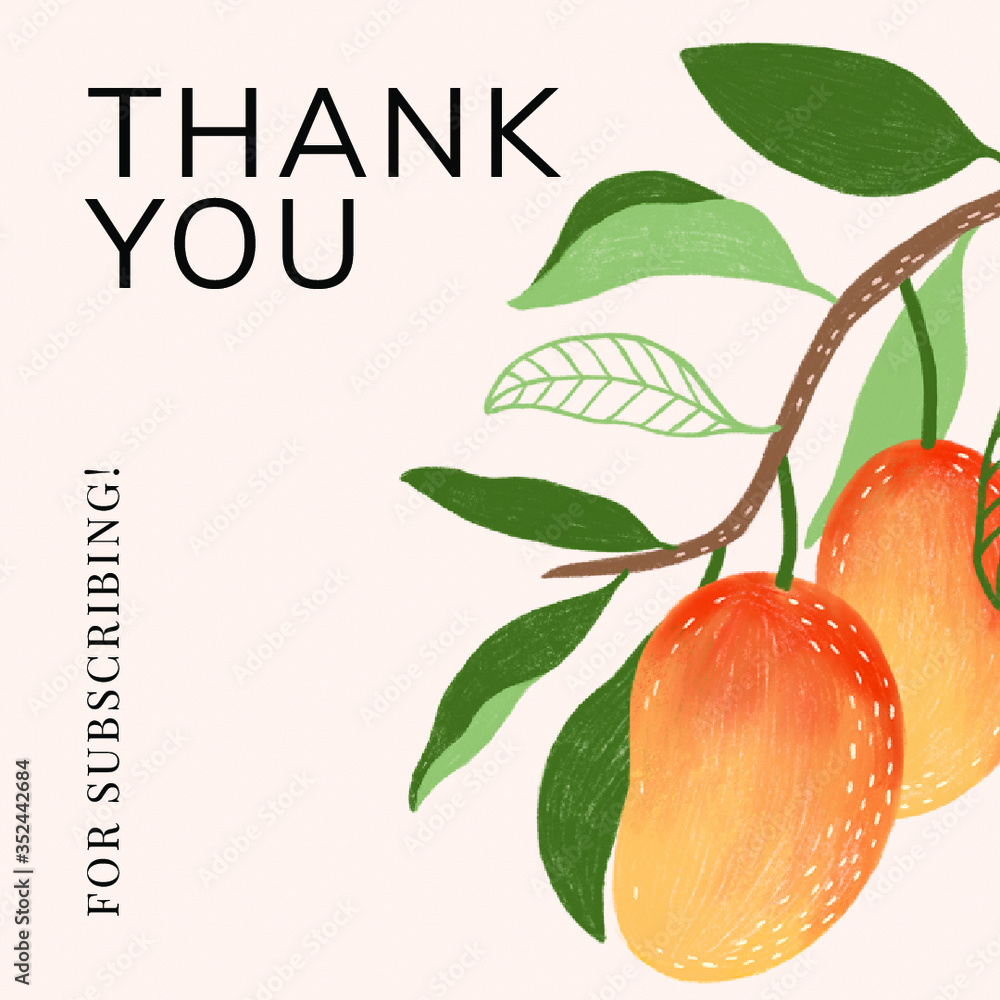 Summer floral thank you for subscribing social template vector