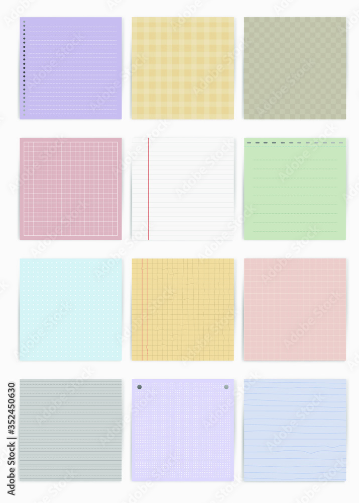 Colorful note paper collection vector