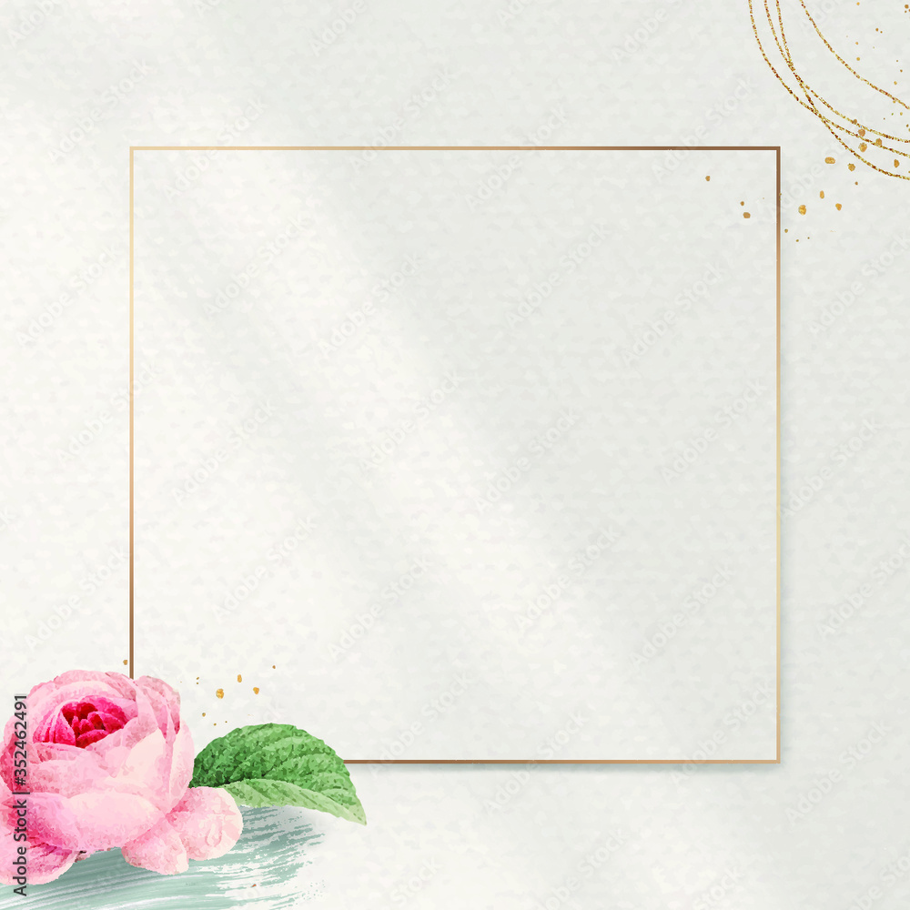 Floral square golden frame vector