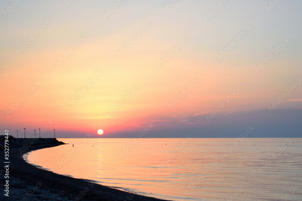 Cloudy sunset over the sea at Therma beach – Samothraki island, Greece, Aegean sea