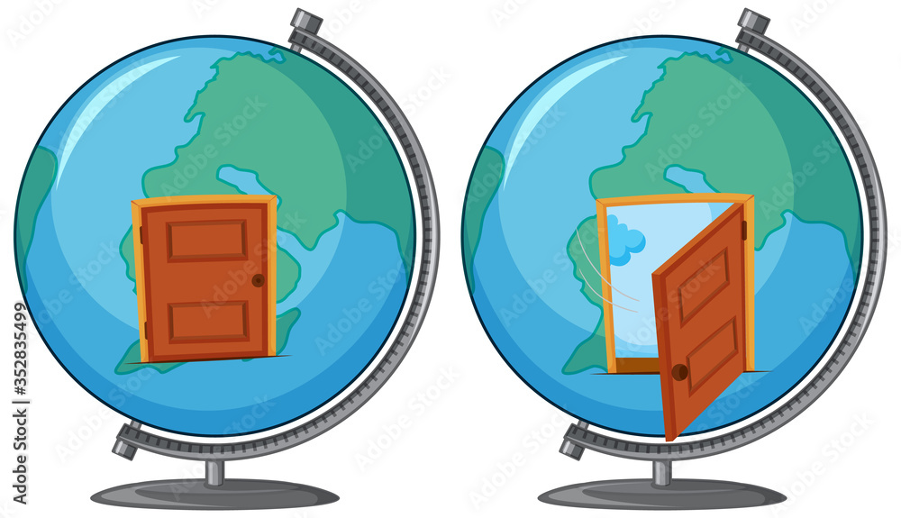 Earth with door closed and opened