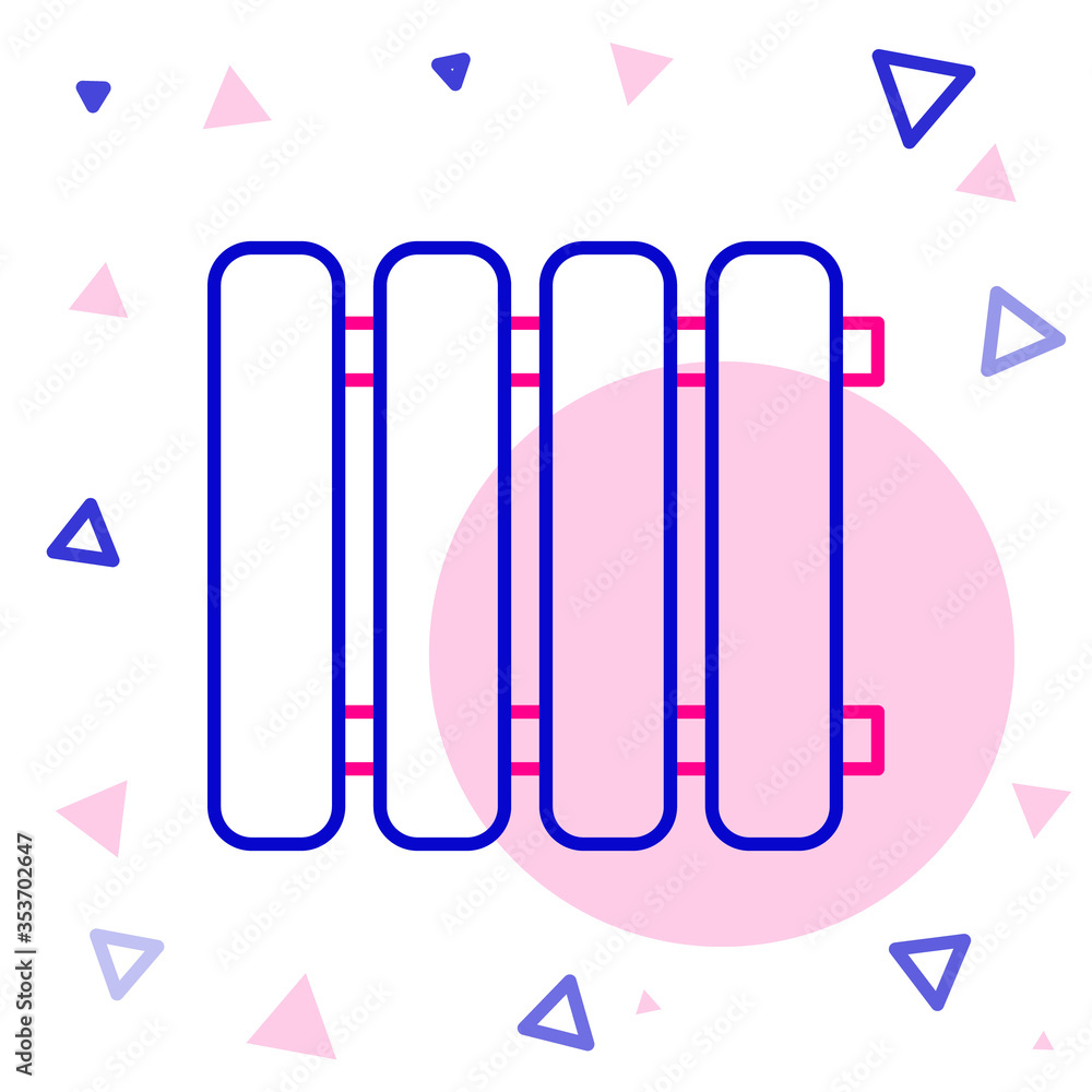 白色背景上隔离的线路加热散热器图标。彩色轮廓概念。矢量。插图