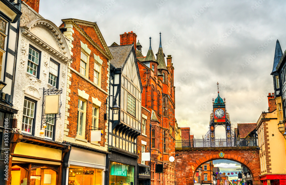 Traditional English architecture in old town of Chester - England, UK