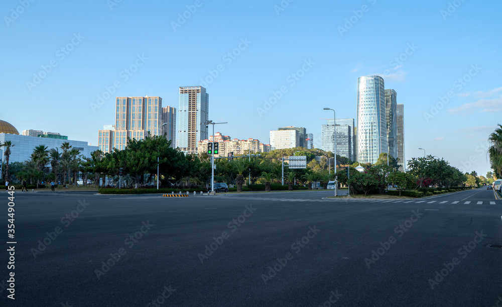 Urban road and urban architectural landscape