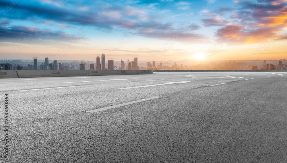 Urban road and urban architectural landscape