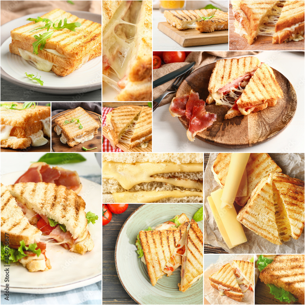 Collage of photos with tasty sandwiches