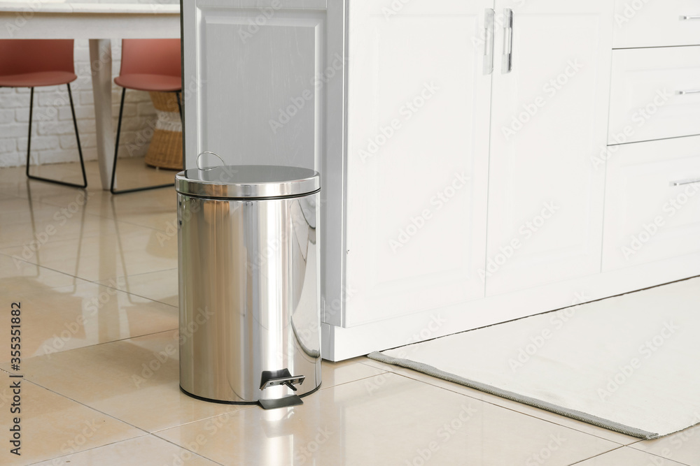 Clean trash bin in modern kitchen