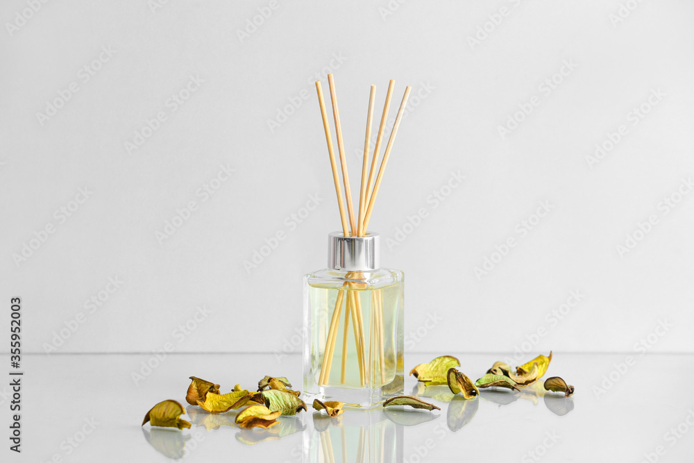 Herbal reed diffuser on light table