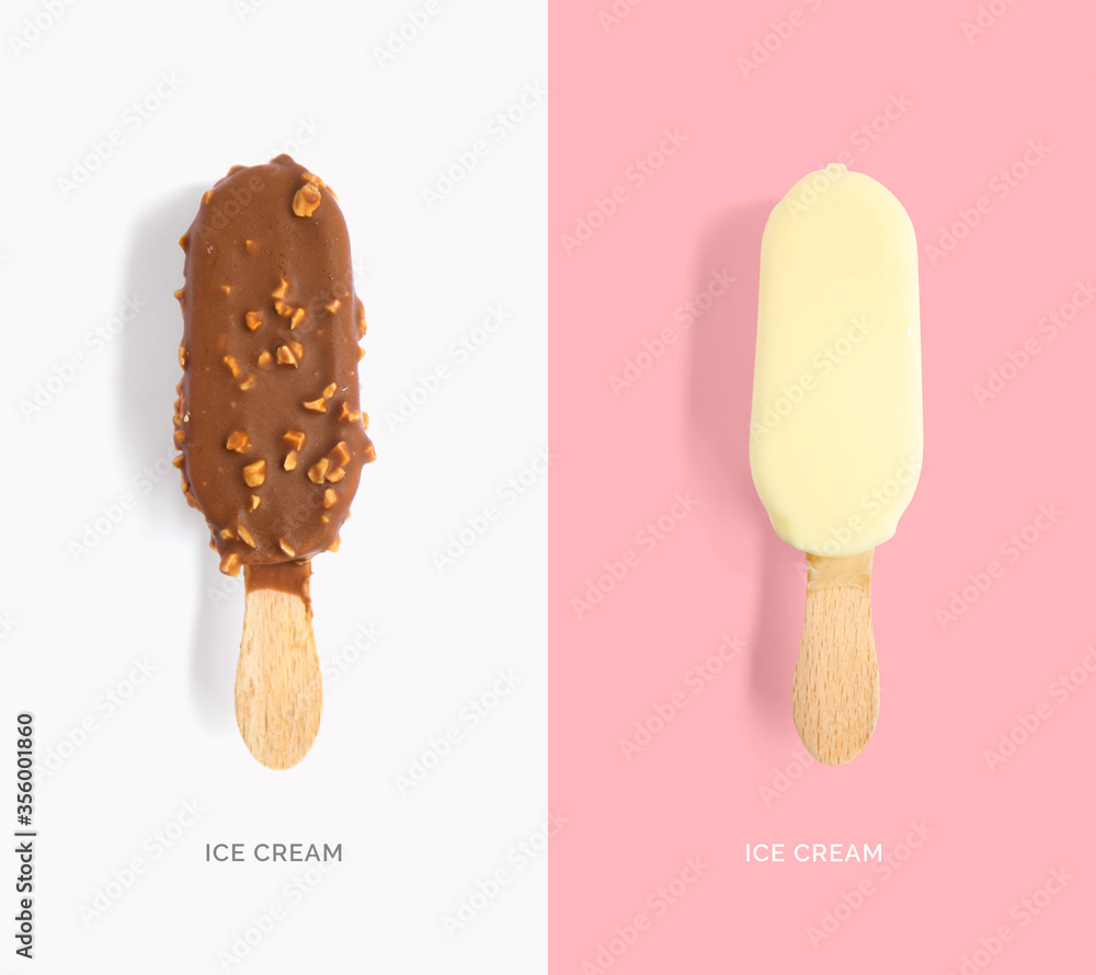 Creative layout made of ice cream. Flat lay. Food concept.